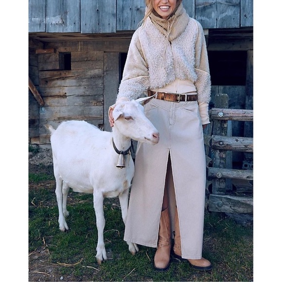 NEW Free People We The Free Come As You Are Cord Cream Beechwood Maxi Skirt 6 - Picture 5 of 13